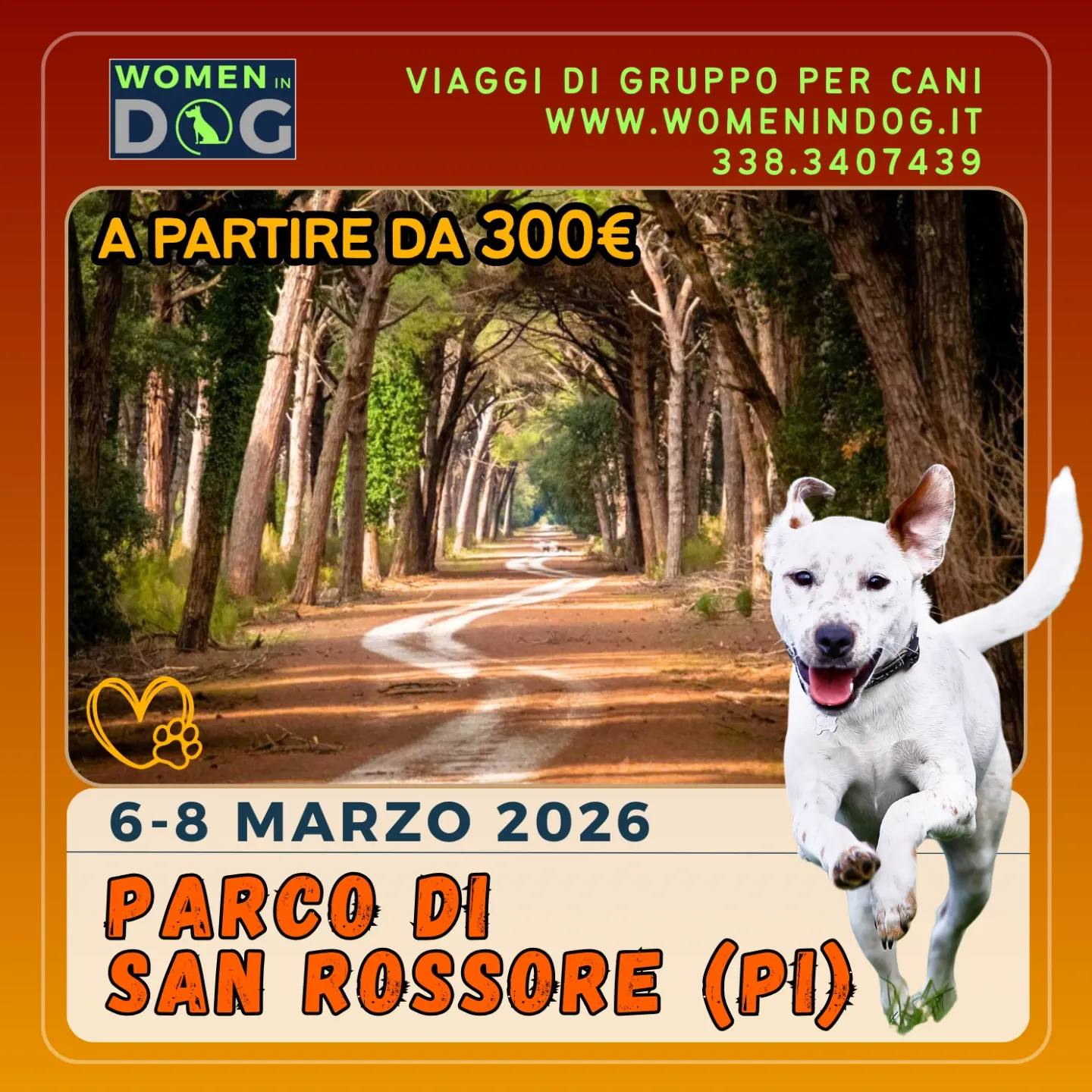 6-8 marzo '26 San Rossore (PI) - a partire da 300€ a persona (Ceno in struttura e pagherò all'arrivo)